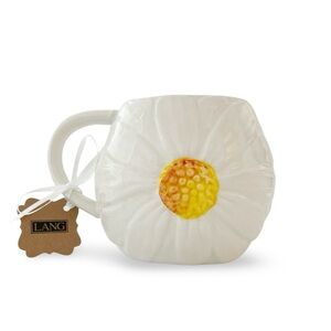 Sculpted Big Daisy Coffee Tea Mug Cup 16 Oz Ceramic By Lang NWT